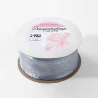 Лента декоративная, капроновая/атласная, 40 мм, 18 &plusmn; 1 м, цвет серебряный