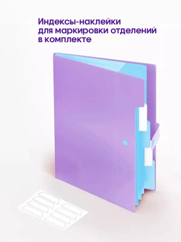 Папка А4, 5 отделений, Calligrata, 600 мкм, на кнопке, сиреневая, матовая