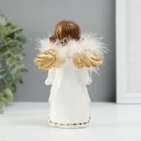 Сувенир полистоун "Ангелочек со звёздами в подоле" пух, золотые крылья 8,5х7х13 см