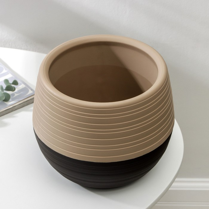 Горшок для цветов с поддоном &laquo;Дуэт&raquo;, 2.5 л, цвет шоколадный-кофе с молоком