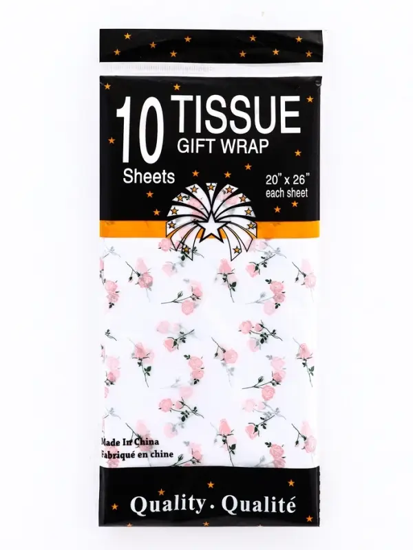 Бумага упаковочная тишью, &laquo;Садовые розы&raquo;, белый, 50 см &times; 70 см 17 грамм