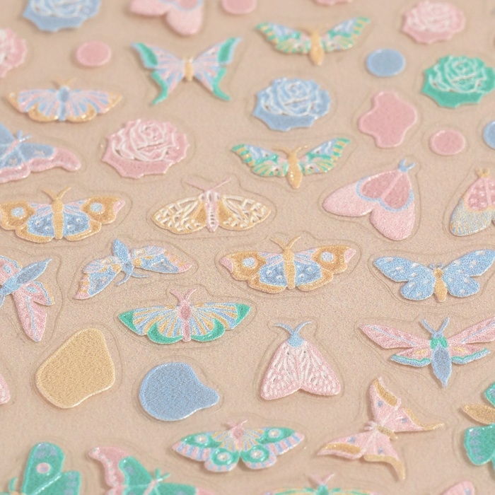 Наклейки для ногтей &laquo;Бабочки и цветы&raquo;, объёмные, разноцветные