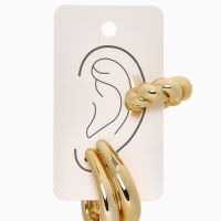 Набор серьги и каффы 3 шт &laquo;Косичка&raquo; капли, цвет золото