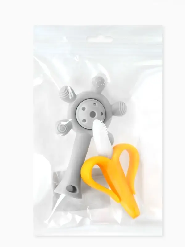 Набор силиконовых прорезывателей для зубов &laquo;Банан, погремушка&raquo;, 2 шт., Крошка Я