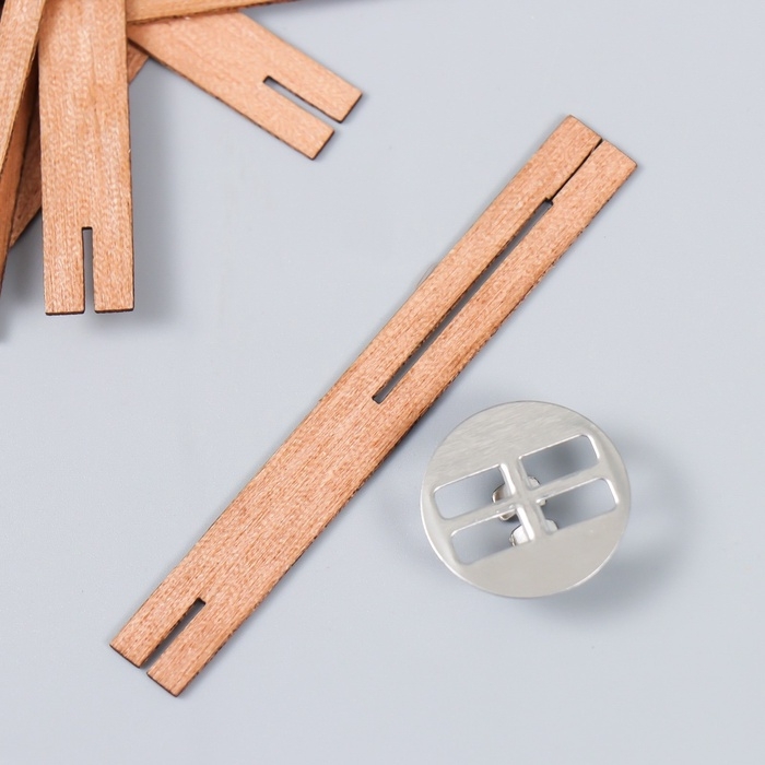 Фитиль с держателем двойной для свечи дерево набор 5 шт 1х8 см