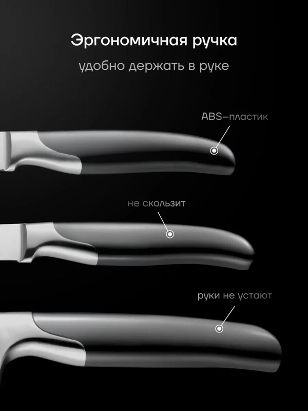 Набор кухонных ножей с ножеточкой Graphit-4SS 4 предмета