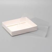 Коробочка сборная с прозрачной крышкой 16&times;13&times;3 см, белая