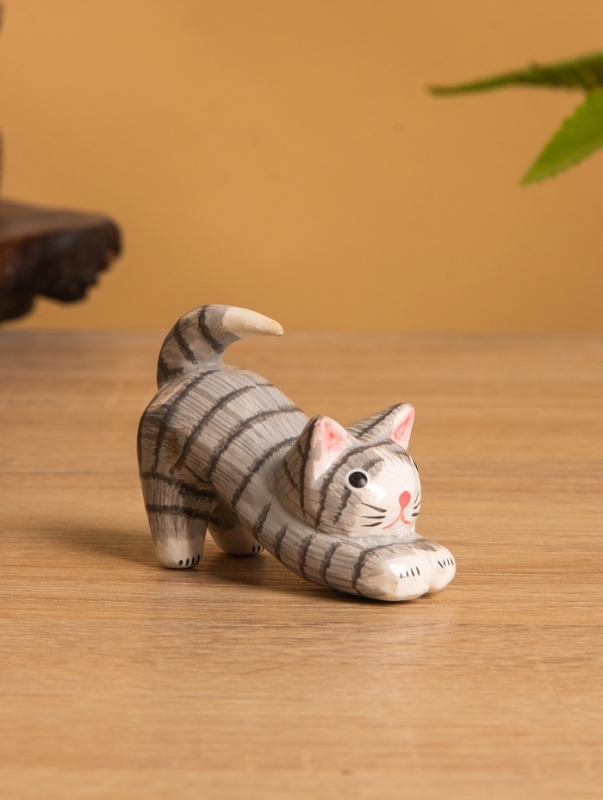 Сувенир &laquo;Потягивающийся Кот&raquo;, 2.5&times;6&times;5 см, дерево, серый