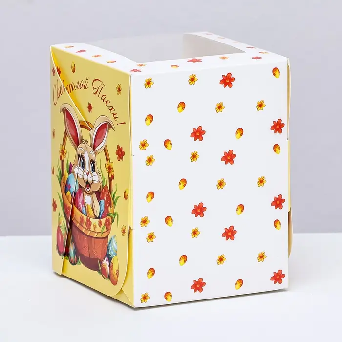 Коробка подарочная пасхальная с окном &laquo;Пасхальный кролик&raquo; 12.5&times;9.5&times;9.5 см