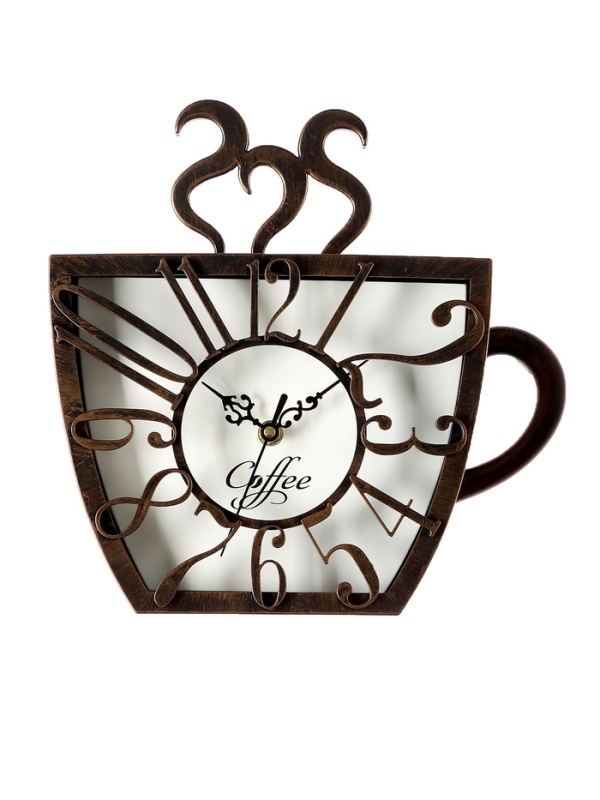 Часы настенные интерьерные, для кухни Coffee, плавный ход, 28&times;28 см