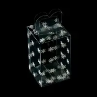 Коробка подарочная новогодняя складная ПВХ &laquo;Снежинки&raquo; 12&times;7&times;7 см