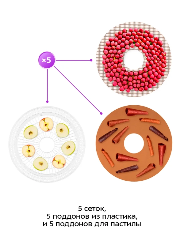 Сушилка электрическая для овощей и фруктов КТ-1996 - 245 Вт