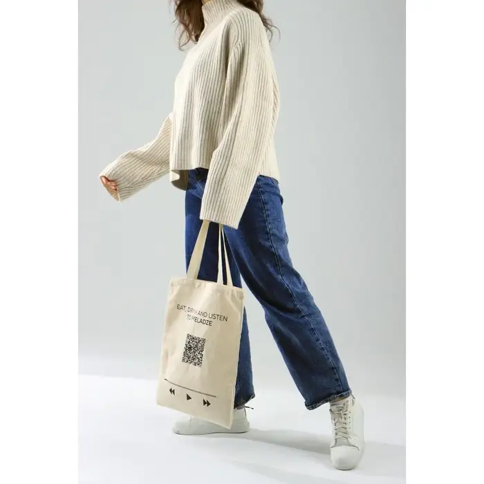 Шопер &laquo;Плей-лист&raquo;, без молнии, без подклада, цвет бежевый