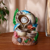 Фонтан "Дельфины" ракушки, 11х16х24 см  (с подсветкой)