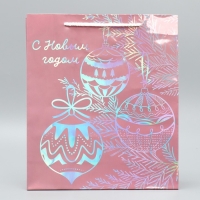 Пакет голографический &laquo;Игрушки&raquo;, M 26 х 30 х 9 см, Новый год