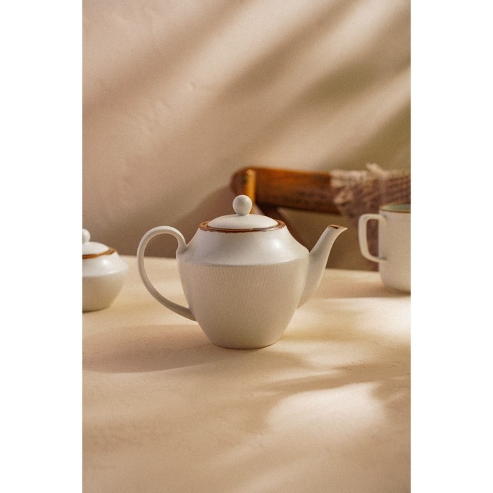 Чайник заварочный фарфоровый SL Home &laquo;Волна в камне&raquo;, 1 л, 22&times;13&times;15,5 см, цвет белый
