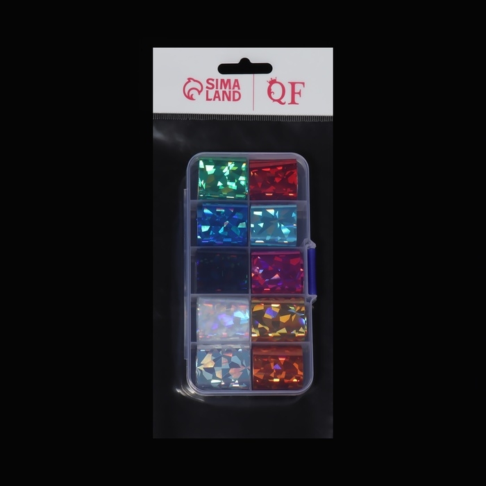 Набор фольги для ногтей &laquo;Битое стекло&raquo;, 2,5 &times; 50 см, 10 шт, в пластиковом органайзере