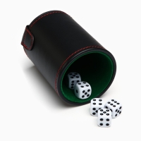 Кожаный стакан для игральных костей, 5 кубиков в комплекте, 7.9 х 10.2 см