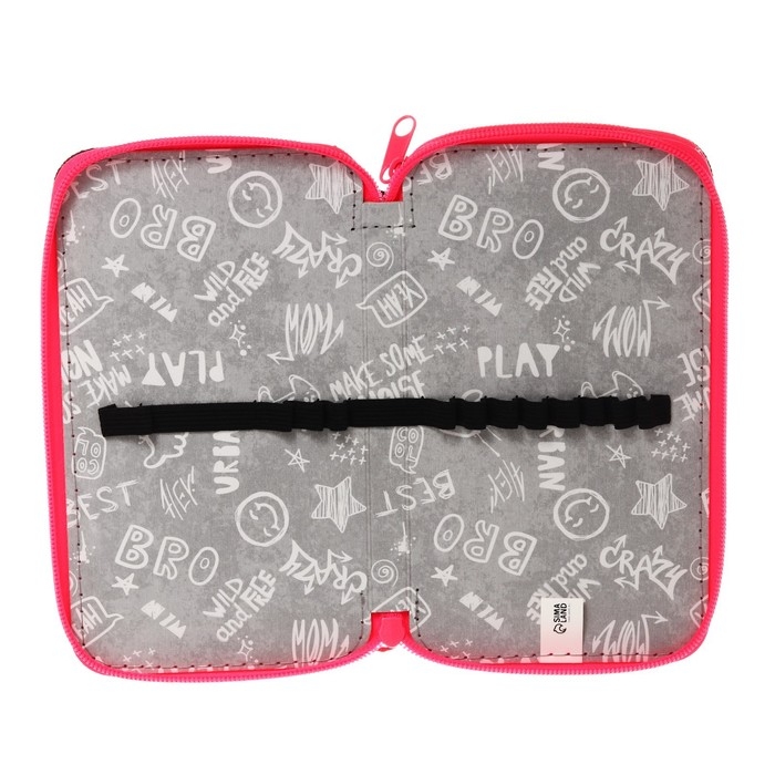 Пенал 2 секции 110*190 ткань ПКТ 11-42 "Чёрный-ярко-розовый" 56330