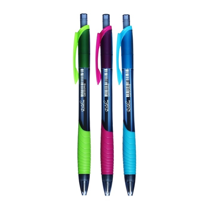 Ручка шариковая автоматическая 0.7 мм, Berlingo "Riteline", грип, синяя, корпус микс