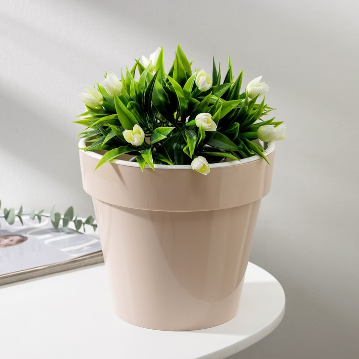 Кашпо для цветов со вставкой &laquo;Порто&raquo;, 3,5 л, цвет жемчужный