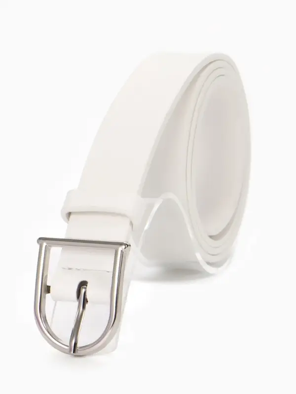 Ремень жен 05-01-02-01, Сент1025,  2,8*0,2*105 см, пряжка металл, 1 прок, белый