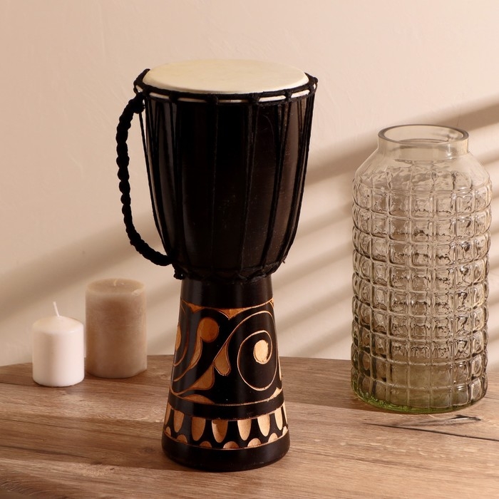Сувенирный музыкальный инструмент барабан джембе "Светлый" 40х18х18 см МИКС