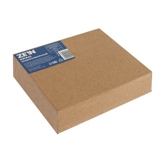 Кран водоразборный ZEIN Z2180, 1/2", с плоской ручкой, цинк, кран-букса, хром