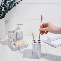 Набор аксессуаров для ванной комнаты &laquo;Мрамор&raquo;, 4 предмета (дозатор, мыльница, 2 стакана)