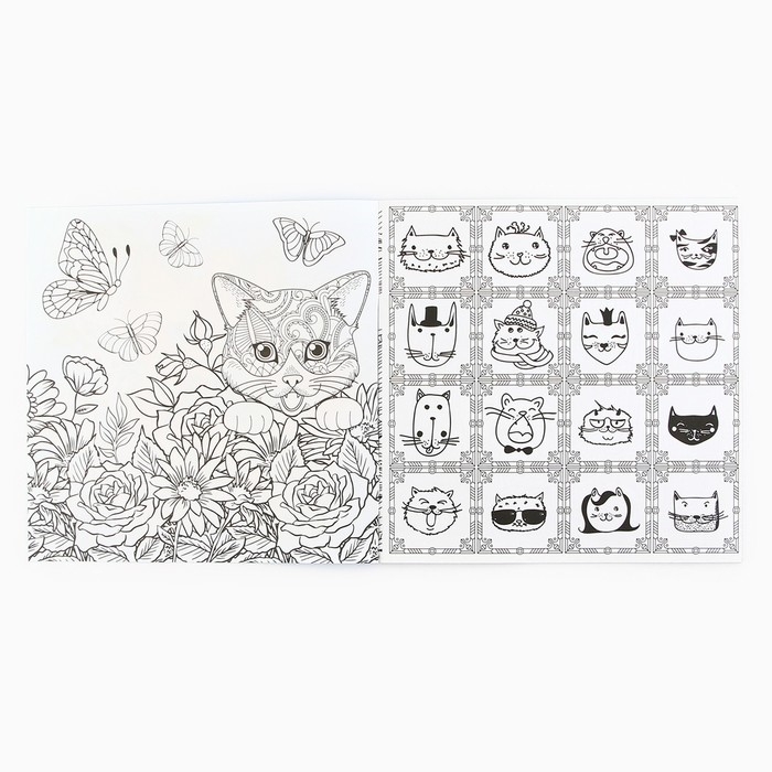 Раскраска - антистресс, альбом &laquo;Котонастроение&raquo;, 20 стр.