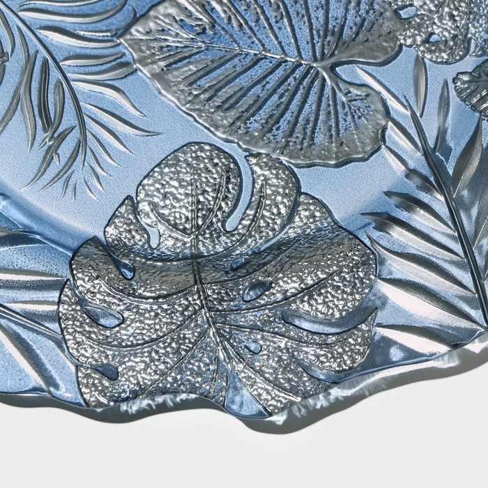 Тарелка стеклянная &laquo;Арабис&raquo;, d=33 см, цвет голубой