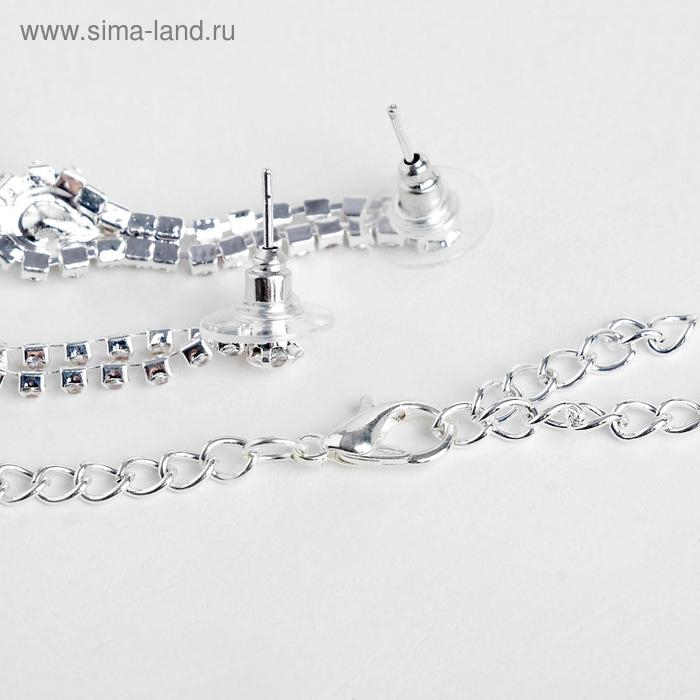 Набор 2 предмета: серьги, колье &laquo;Листопад&raquo; капли, цвет зелёно-белый в серебре, 45 см