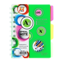 Блокнот на гребне А6, 100 листов, линия, обложка пластик, с разделителями, Ассорти МИКС