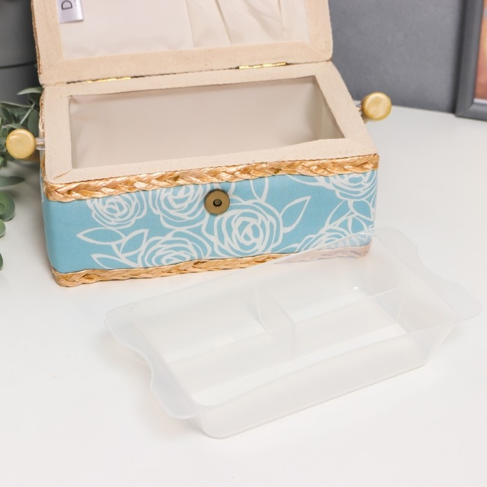 Шкатулка для рукоделия "Розы на голубом" 10х13х19,5 см