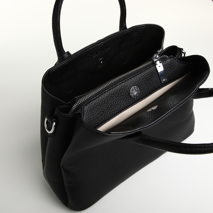 Сумка женская на молнии TEXTURA, средний размер, цвет чёрный