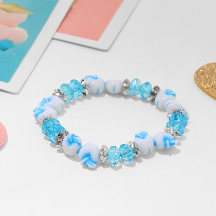 Браслет детский &laquo;Выбражулька&raquo; яблочки, цвет голубой