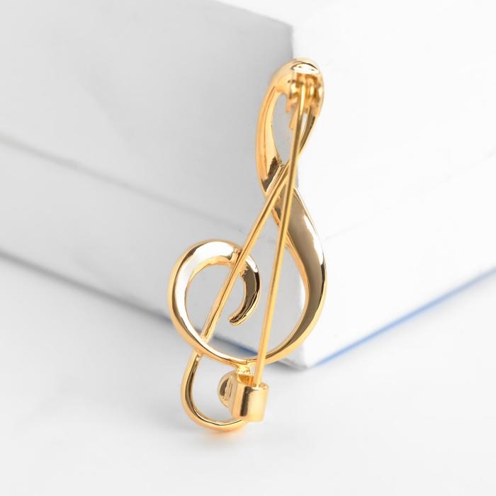 Брошь &laquo;Скрипичный ключ&raquo; классика, цвет чёрный в золоте
