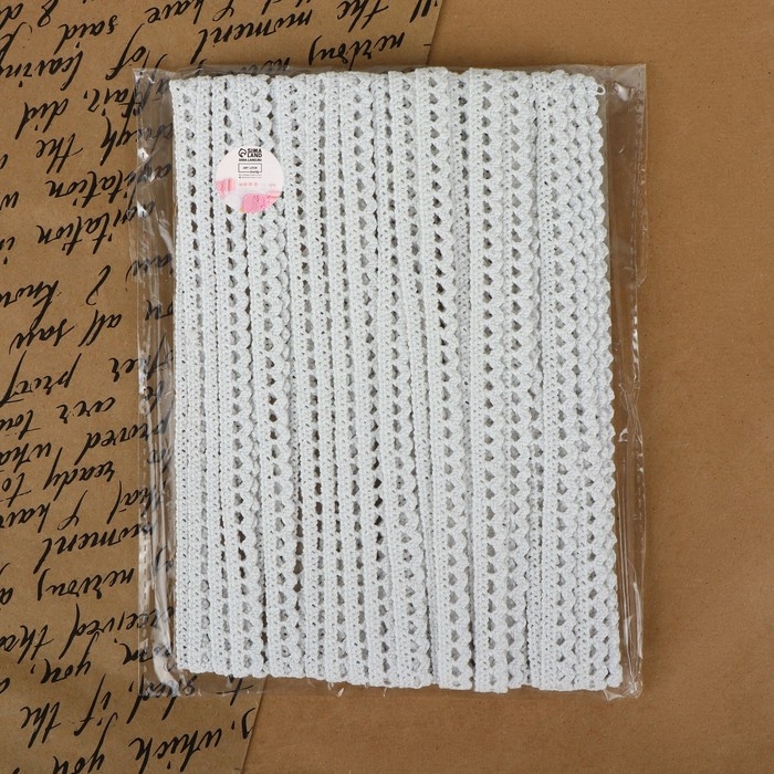 Кружево вязаное, 10 мм &times; 15 &plusmn; 1 м, цвет белый