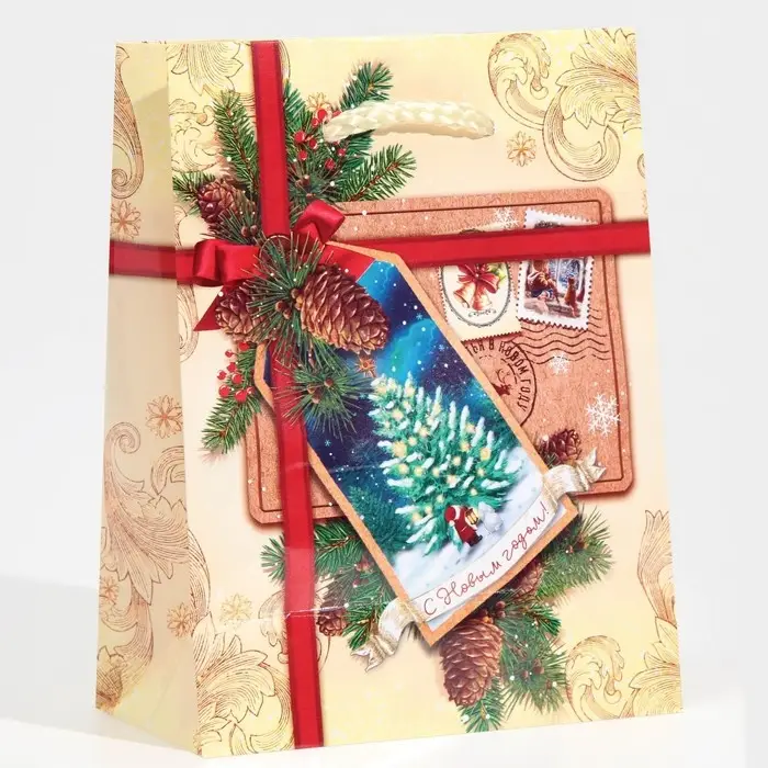 Пакет подарочный новогодний ламинированный &laquo;С Новым годом!&raquo;, S 11.5 х 14.5 х 5.5 см
