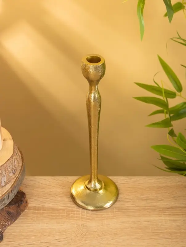 Подсвечник "Тепло" алюминий 28 см, цв. золото