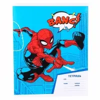 Тетрадь в линейку 18 листов, 4 вида МИКС, обложка мелованная бумага, &laquo;Человек-паук&raquo;