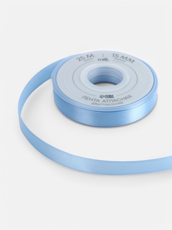 Лента атласная двухсторонняя №332 15мм*25&plusmn;1м небесно-голубой TR
