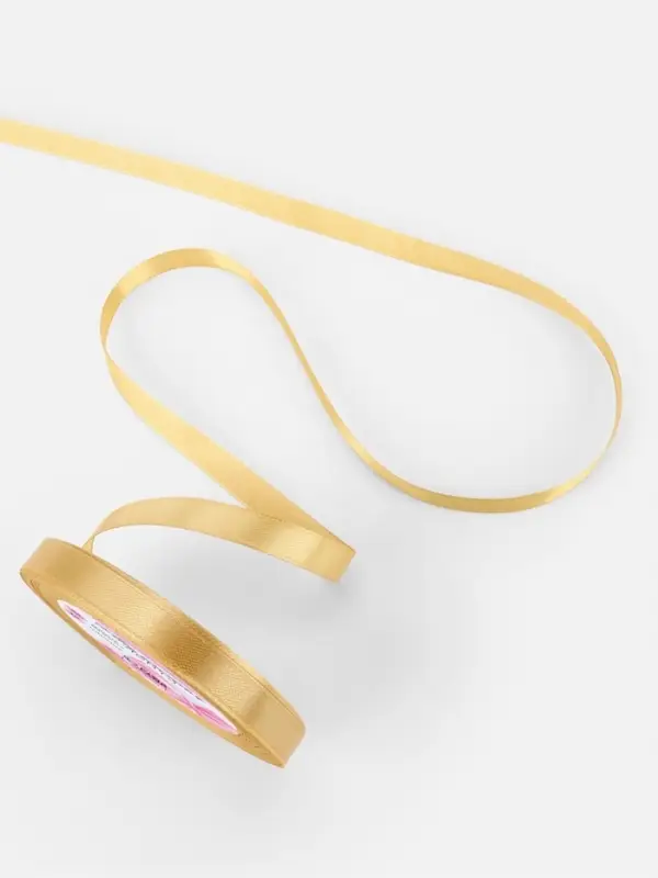 Лента атласная, 10 мм, 23&plusmn;1 м, золотисто-бежевая №186