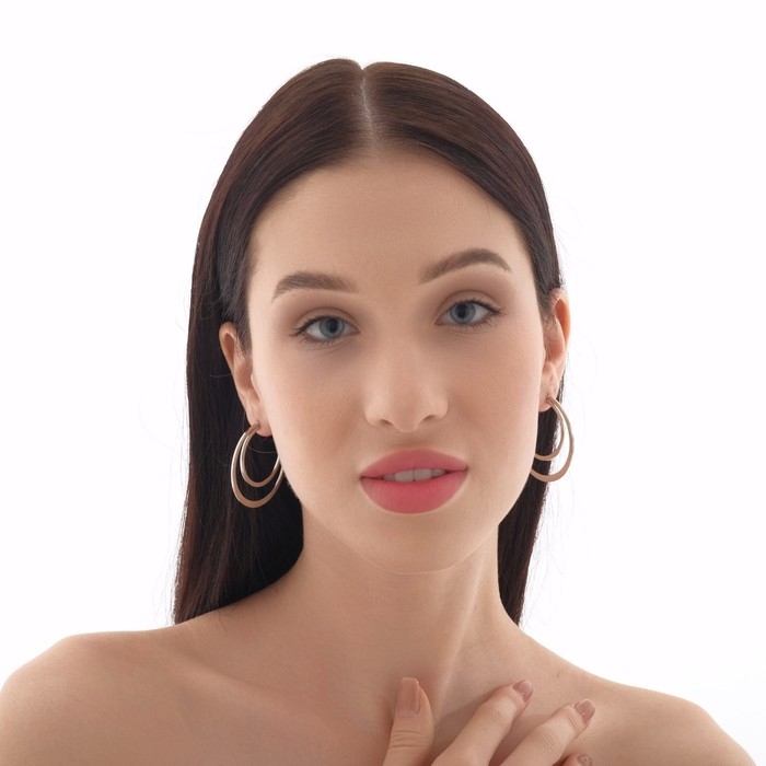 Серьги-кольца &laquo;Карма&raquo; двойной круг, цвет серебро, d=4