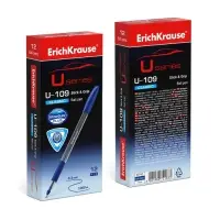 Ручка шариковая ErichKrause U-109 Classic Stick&Grip, узел 1.0 мм, чернила синие, резиновый держатель, длина линии письма 1000 метров