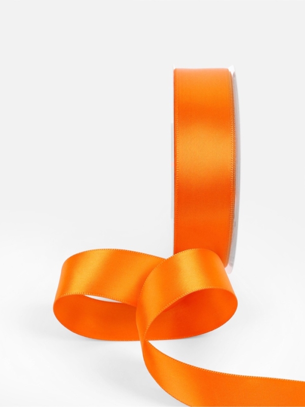 Лента атласная двухсторонняя №751 25мм*25&plusmn;1м ярко-оранжевый TR