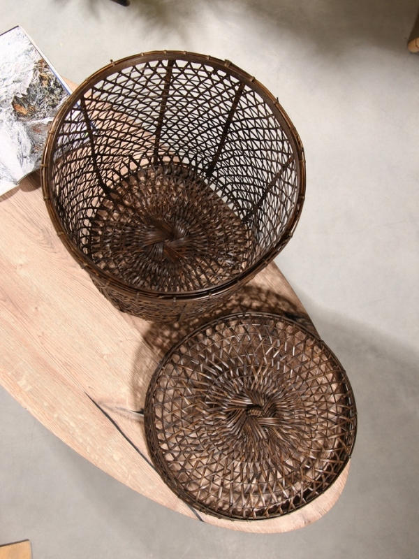 Корзина плетёная "Баскет" бамбук 39х39х50см, тёмная