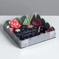 Коробка для кондитерских изделий с пластиковой крышкой &laquo;С Новым годом&raquo;, 13 х 13 х 3 см