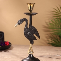 Подсвечник на 1 свечу "Дикая природа" латунь, черный с золотом  12х7,5х23,5 см