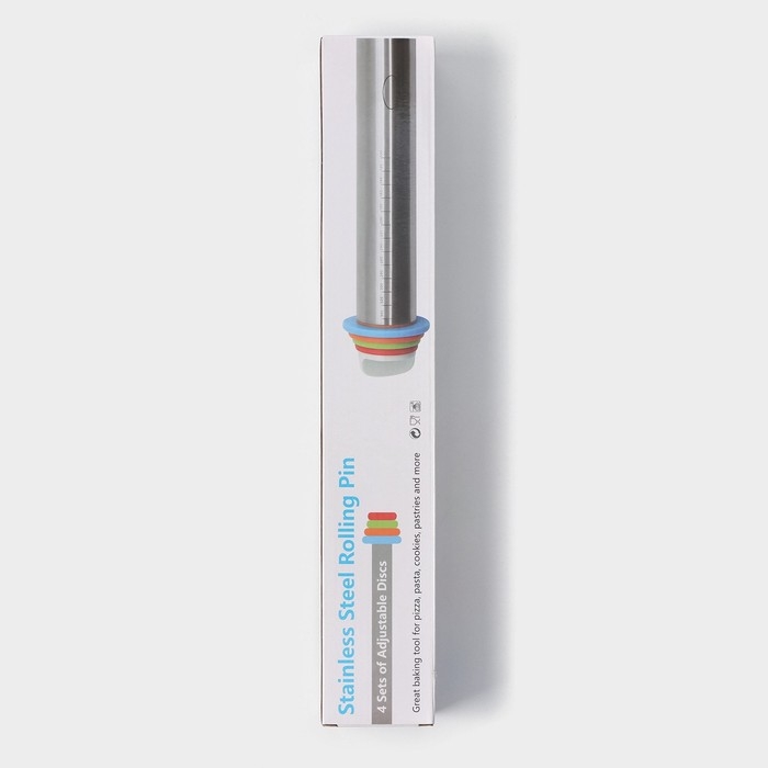 Скалка с ограничителями кондитерская KONFINETTA, 43&times;5,5 см, рабочая часть 35 см